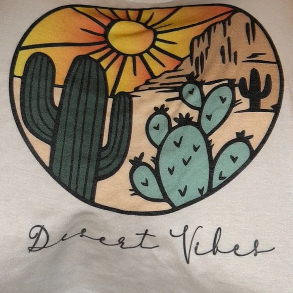 Almost Pink white “Desert Vibes” graphic tank top Sz L - Picture 3 of 4